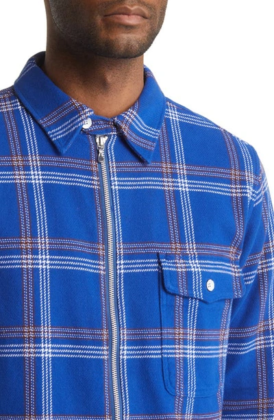 Shop Rag & Bone Dalton Flannel Zip Front Overshirt In Blue Plaid
