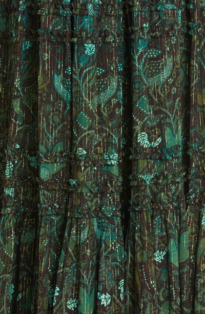 Shop Ulla Johnson Fiona Metallic Plunge Neck Maxi Dress In Rainforest