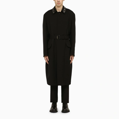 Shop Alexander Mcqueen Black Single-breasted Trench Coat