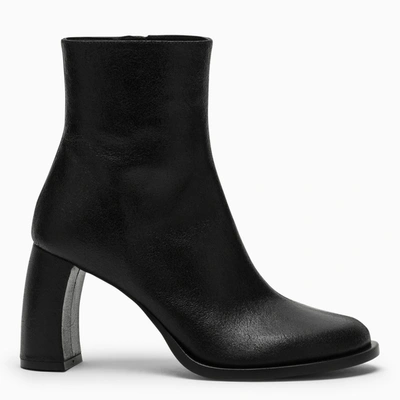 Shop Ann Demeulemeester Black Leather Ankle Boot