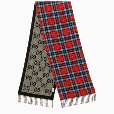 Shop Gucci Reversible Wool Scarf In Red