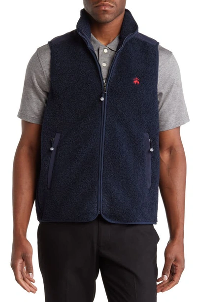Shop Brooks Brothers Fleece Vest In Navy Blazer