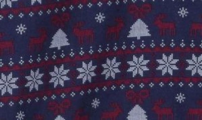 Lorenzo Uomo Holiday Print Button-down Shirt In Navy/ Red