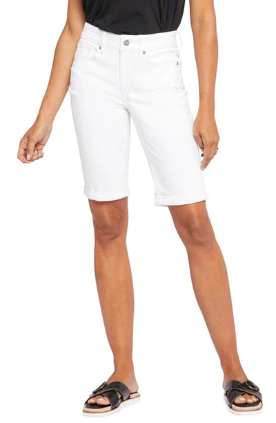 Shop Nydj Briella Cuffed Bermuda Shorts In Optic White
