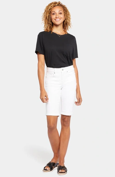 Shop Nydj Briella Cuffed Bermuda Shorts In Optic White