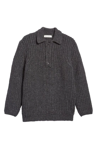 Shop Our Legacy Big Piquet Virgin Wool Polo Sweater In Wolf Grey Chunky Wool