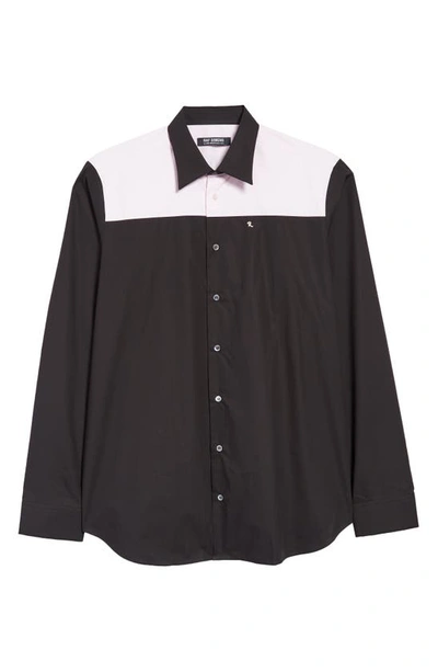 Shop Raf Simons Americano Colorblock Button-up Shirt In Black-pink 9934