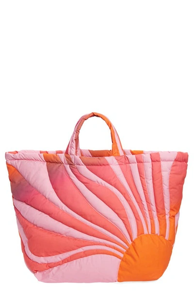 Shop Erl Sunset Puffer Tote In Pink