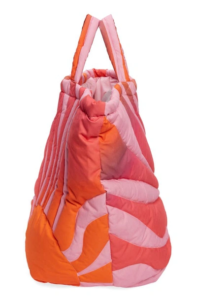 Shop Erl Sunset Puffer Tote In Pink
