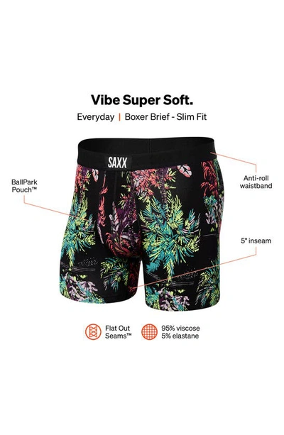 Shop Saxx Vibe Super Soft Slim Fit Boxer Briefs In Midnight Tropics- Multi