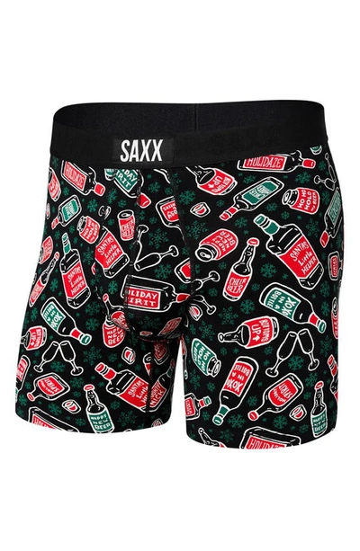 Shop Saxx Ultra Super Soft Relaxed Fit Boxer Briefs In Holiday Spirits- Black