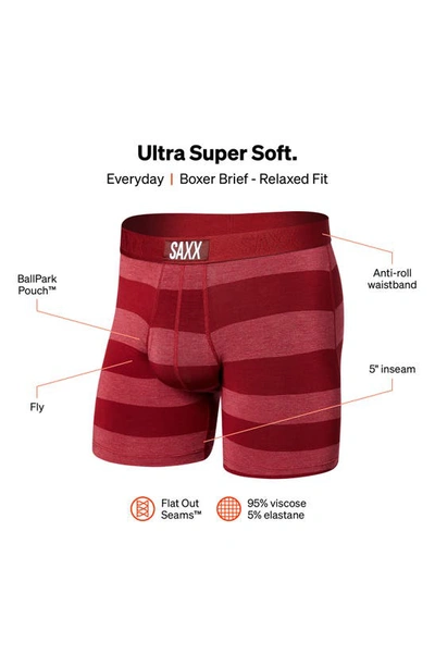 Shop Saxx Ultra Super Soft Relaxed Fit Boxer Briefs In Ombre Rugby- Tomato