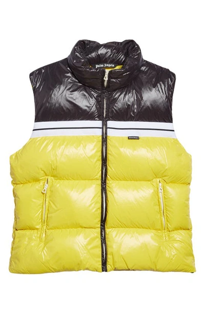 Shop Palm Angels Classic Track Colorblock Down Puffer Vest In Yellow Black