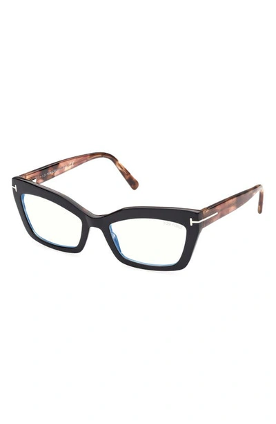 Shop Tom Ford 54mm Cat Eye Blue Light Blocking Glasses In Black/brown