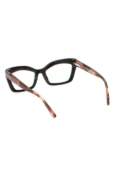 Shop Tom Ford 54mm Cat Eye Blue Light Blocking Glasses In Black/brown