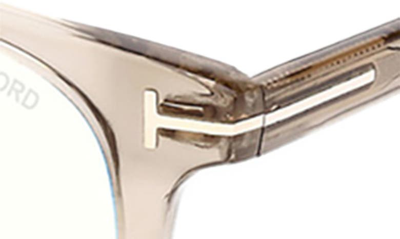 Shop Tom Ford 52mm Round Blue Light Blocking Glasses In Shiny Beige