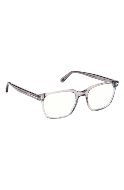 Shop Tom Ford 53mm Square Blue Light Blocking Glasses In Grey / Smoke