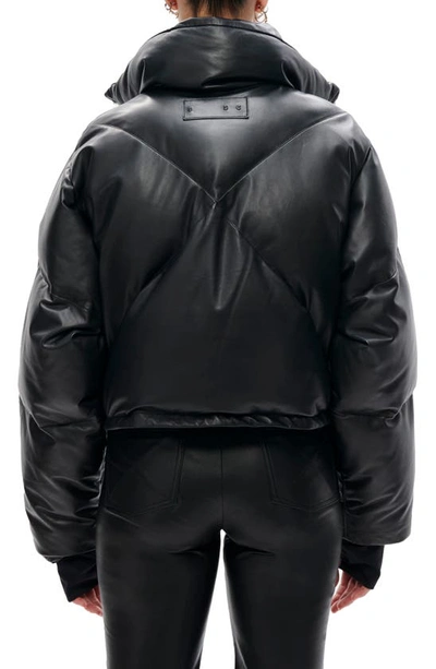 Shop Shoreditch Ski Club Clara Leather Puffer Jacket In Black