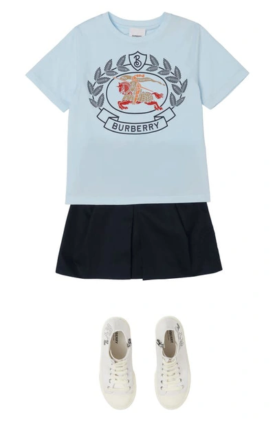 Shop Burberry Kids' Sidney Equestrian Knight Cotton Graphic Tee In Pale Blue