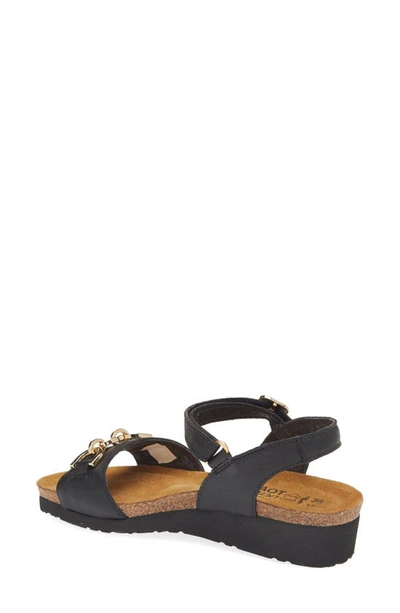 Shop Naot Aubrey Wedge Sandal In Soft Black Leather