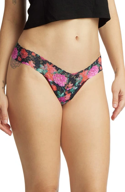 Shop Hanky Panky Print Lace Low Rise Thong In Autobiography