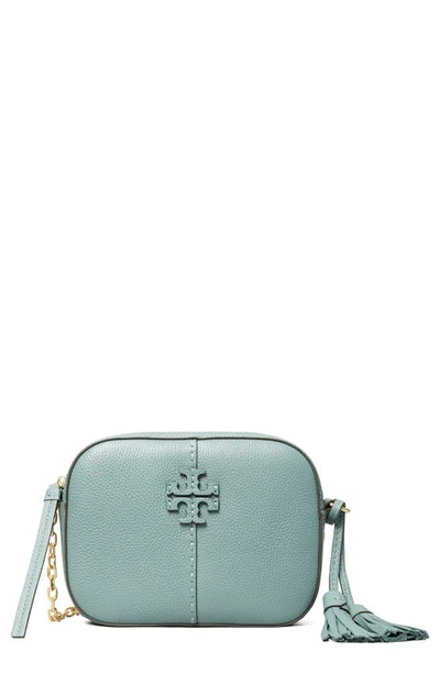 Shop Tory Burch Mcgraw Leather Camera Bag In Arctic