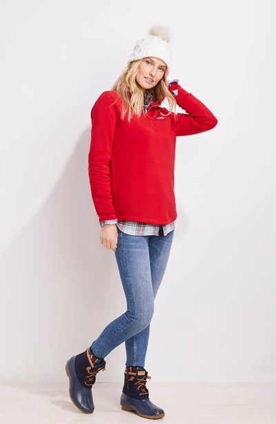 Shop Vineyard Vines Dreamcloth Relaxed Half Zip Sweatshirt In Red Velvet