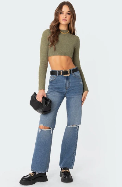 Shop Edikted Blaire Supersoft Crop Sweater In Green