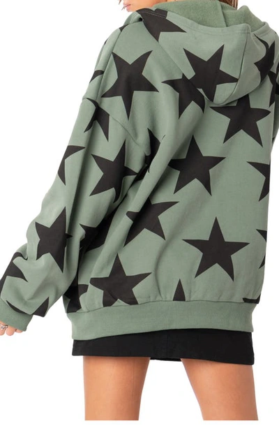 Edikted Star At Me Oversize Hoodie In Olive