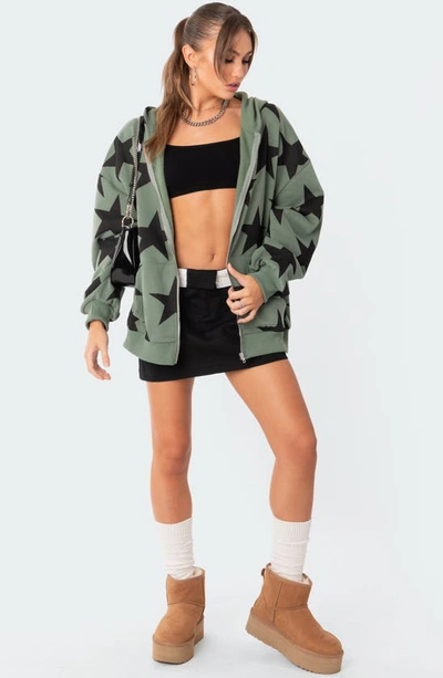 Edikted Star At Me Oversize Hoodie In Olive