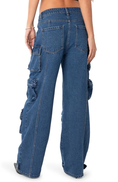 Edikted Oversize Boyfriend Cargo Jeans In Blue