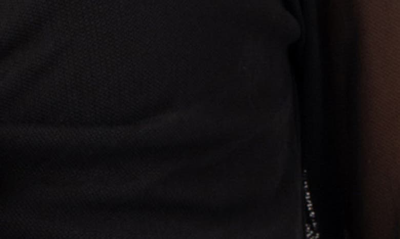 Edikted Indigo Tie Front Mesh Crop Top In Black