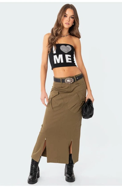 Edikted Cierra Cargo Maxi Skirt In Olive