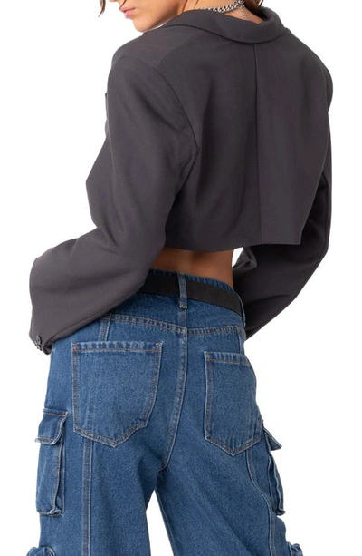 Edikted Amira Crop Blazer In Gray