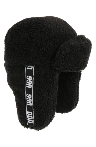 Sherpa Puff Trapper Hat In Black
