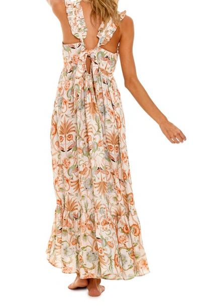 The Lazy Poet Mika Peach Jungle Linen Nightgown In Pink