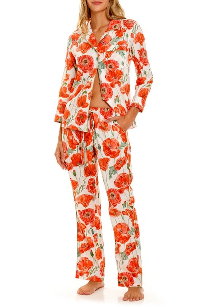 Shop The Lazy Poet Emma Coquelicot Cotton Pajamas In Red