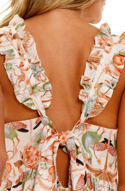 The Lazy Poet Mika Peach Jungle Linen Nightgown In Pink