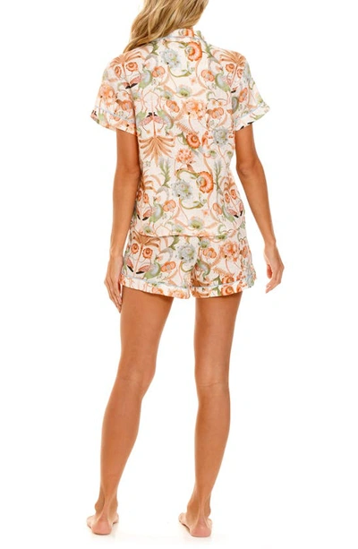 The Lazy Poet Nina Printed Short Linen Pajama Set In Pink