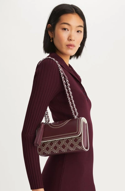 Tory Burch Small Fleming Popstitch Leather Convertible Shoulder Bag In  Beetle Berry | ModeSens
