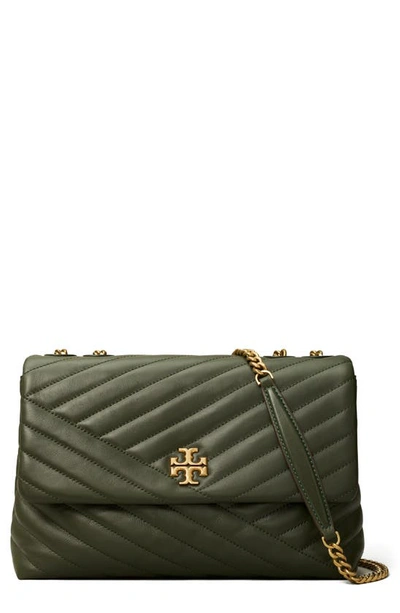 Tory Burch Kira Chevron Leather Convertible Shoulder Bag In Sycamore /  Rolled Gold | ModeSens