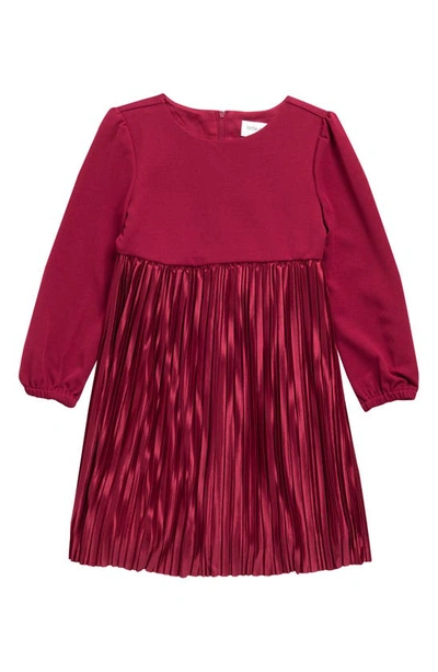 Shop Little Angels Kids' Long Sleeve Pleated Dress In Red