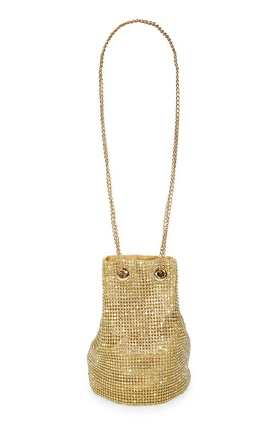 Shop Whiting & Davis Mesh Bucket Bag In Gold Crystal