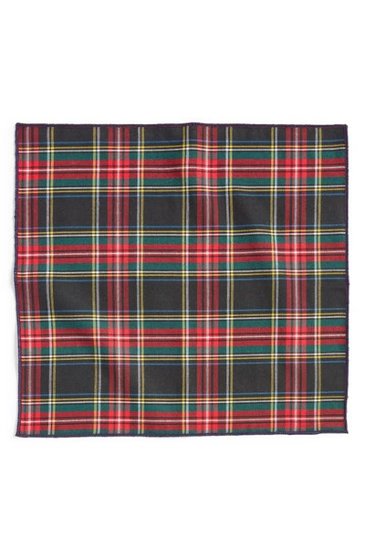 Clifton Wilson Holiday Plaid Cotton Pocket Square In Red