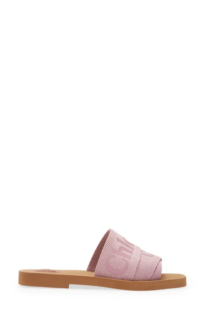 Shop Chloé Woody Logo Slide Sandal In Creamy Lilac