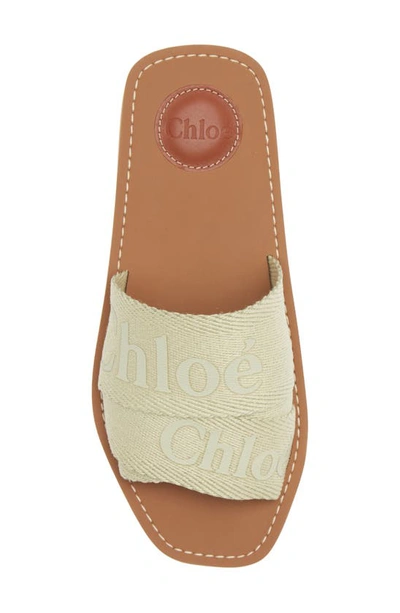 Shop Chloé Woody Logo Slide Sandal In Hazy Green