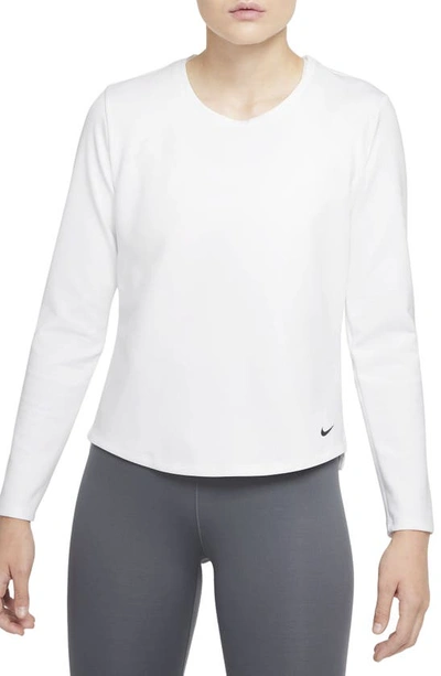 Shop Nike Therma-fit Long Sleeve Shirt In White/black