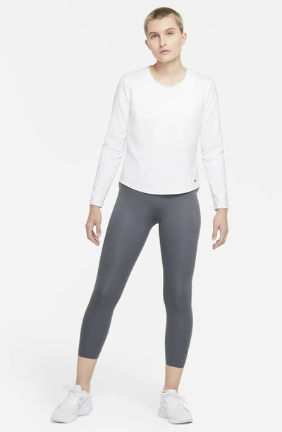 Shop Nike Therma-fit Long Sleeve Shirt In White/black
