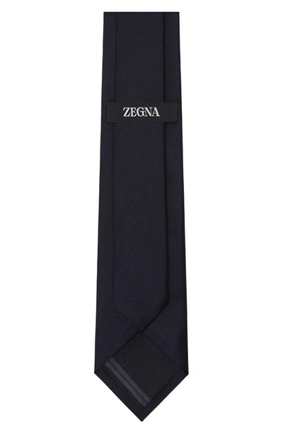 Shop Zegna Ceremonia Silk Tie In Navy