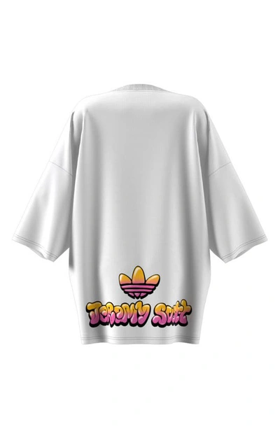 Shop Adidas Originals X Jeremy Scott Oversize Graffiti Logo T-shirt Dress In White